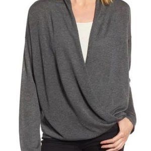 Eileen Fisher Faux Wrap Long Sleeve Sweater Top M